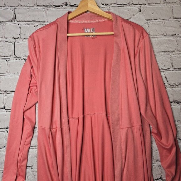 Muk Luks Coral Pink Soft Duster Cardigan Sweater NWT Size L - Picture 2 of 11